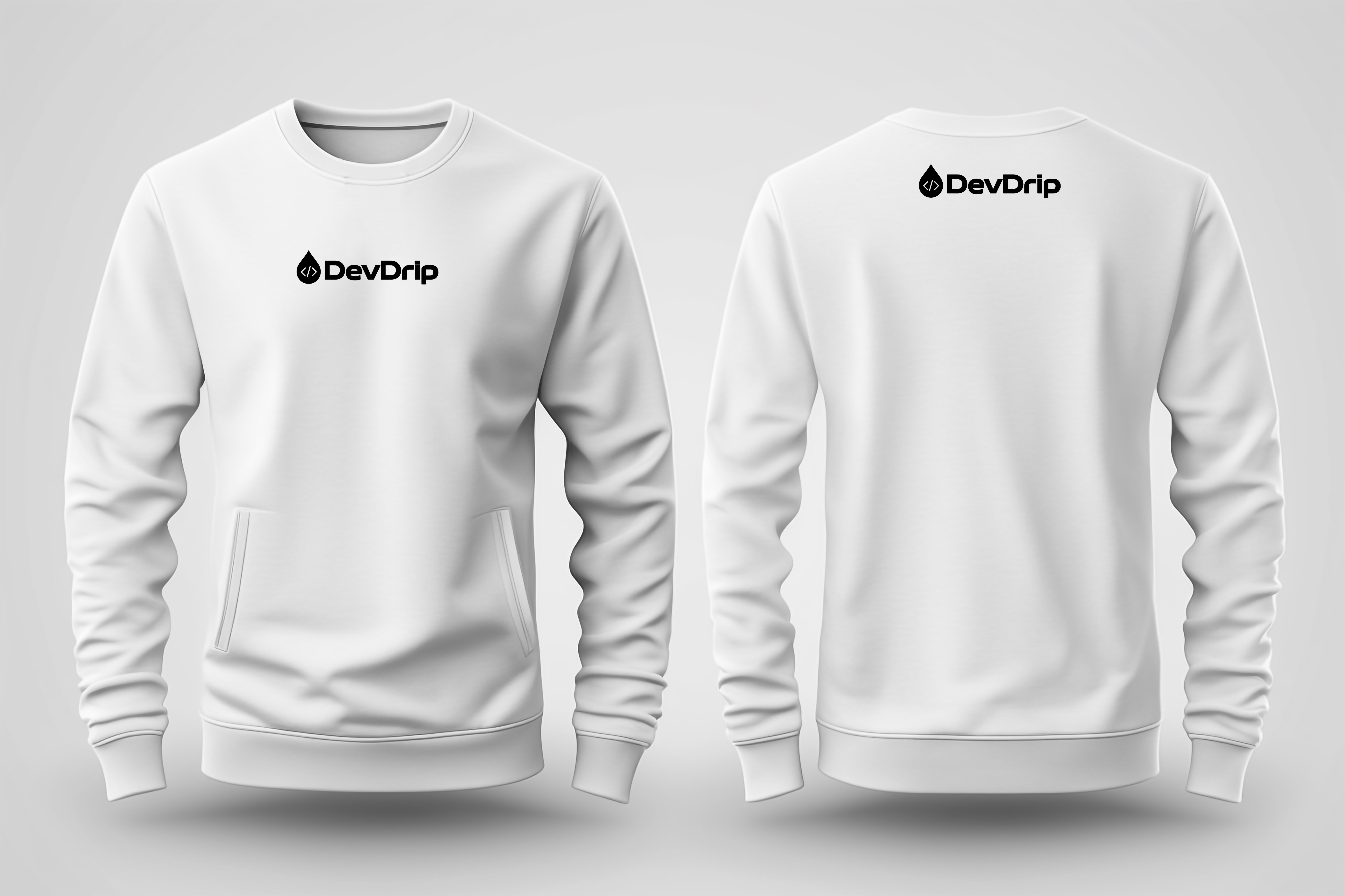 DevDrip Dual Logo Sweatshirt – White Edition